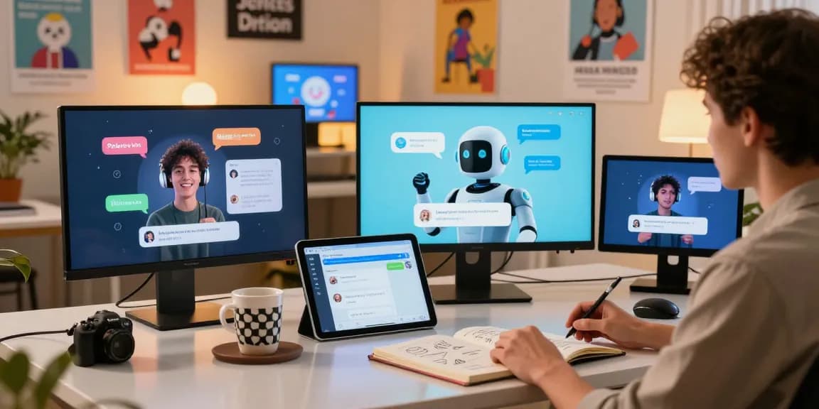 Engaging AI interaction scene showcasing crush on ai chatbots in action with a user.