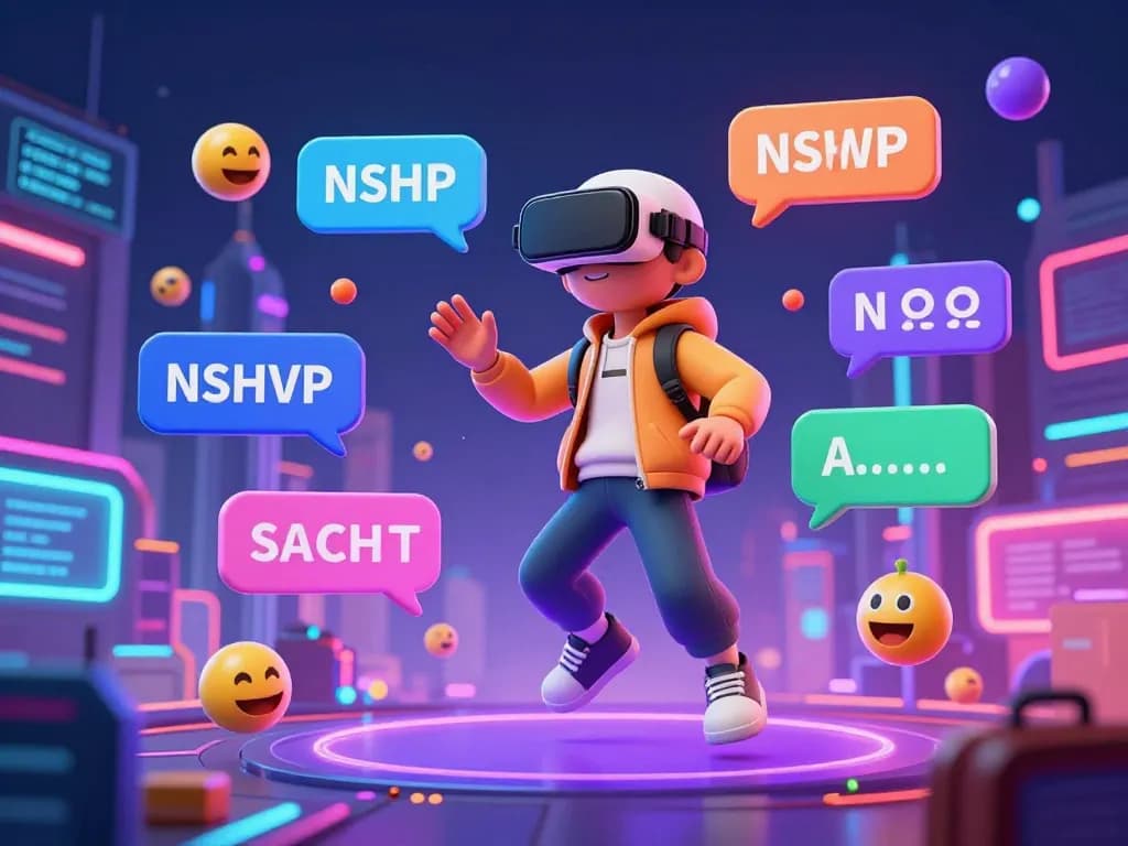 Immersive NSFW AI conversation with vibrant avatar in a neon digital landscape.