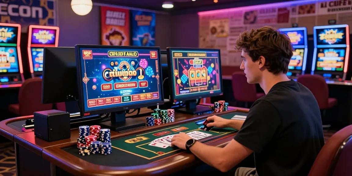 Exciting credit card casino gaming scene with vibrant visuals and player engagement.