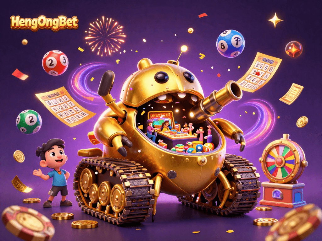 Experience thrilling gaming with HengOngBet in this vibrant casino illustration.
