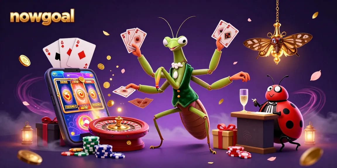 Experience real-time betting action with nowgoal's vibrant casino illustration.