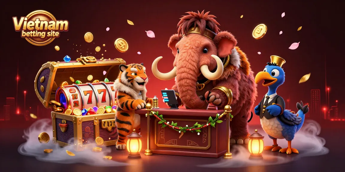 Experience thrills at Vietnam betting site with dynamic casino scenes featuring unique characters and vibrant gaming elements.