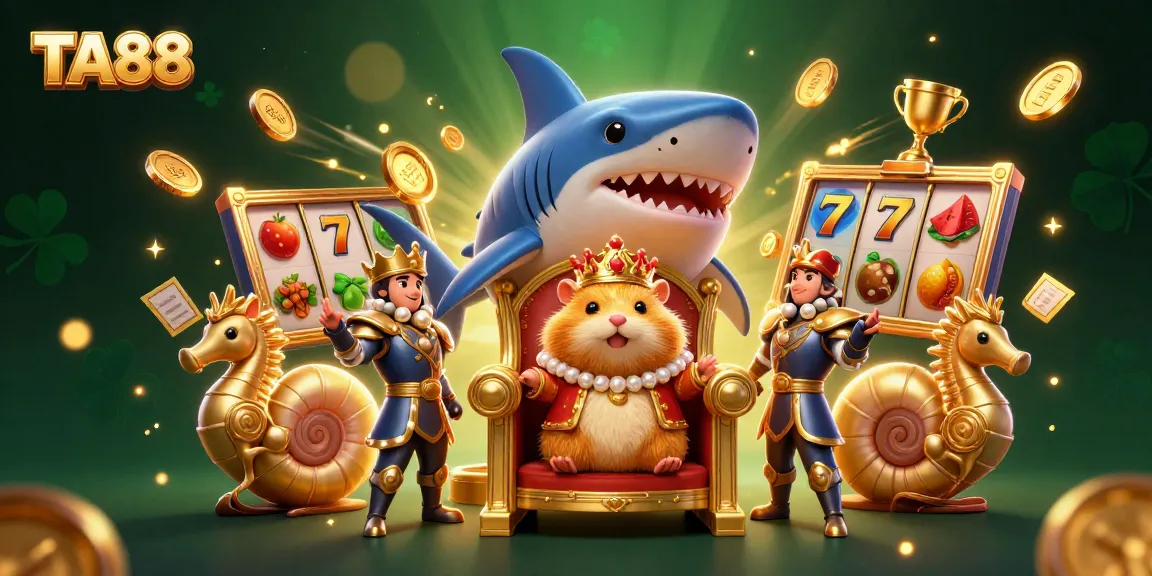 Experience excitement with TA88 slots featuring a golden hamster king and vibrant casino elements.