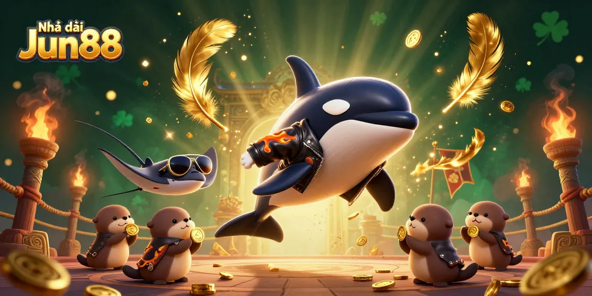 Experience the thrilling action of Nhà cái Jun88 with vibrant characters and exciting casino elements.