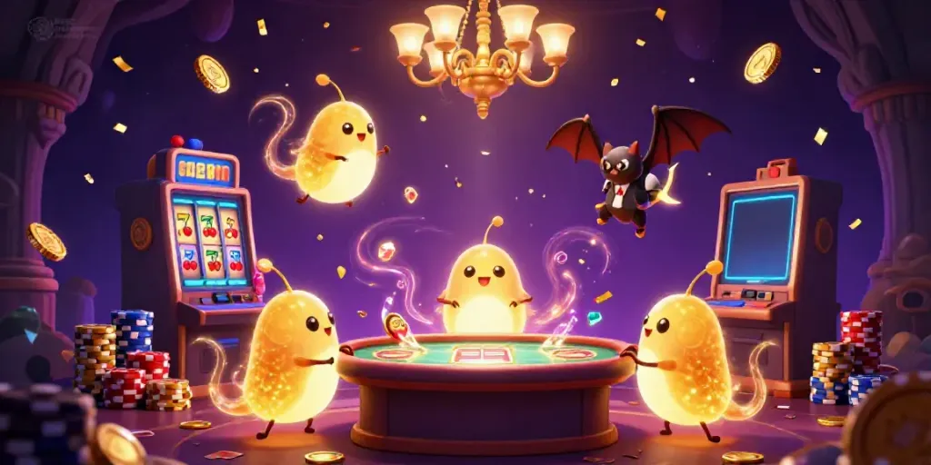 Menangkan permainan dengan akses permainan slot online yang memikat dalam ilustrasi kasino 3D.