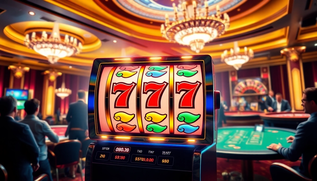 Engaging scene of online slot gameplay, featuring vibrant reels and casino atmosphere, focusing on 온라인슬롯 excitement.