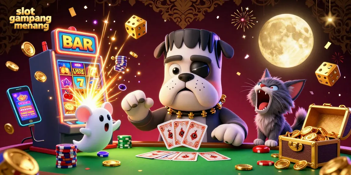 Engage in thrilling gameplay with slot gampang menang at a vibrant 3D casino scene full of energy and excitement.