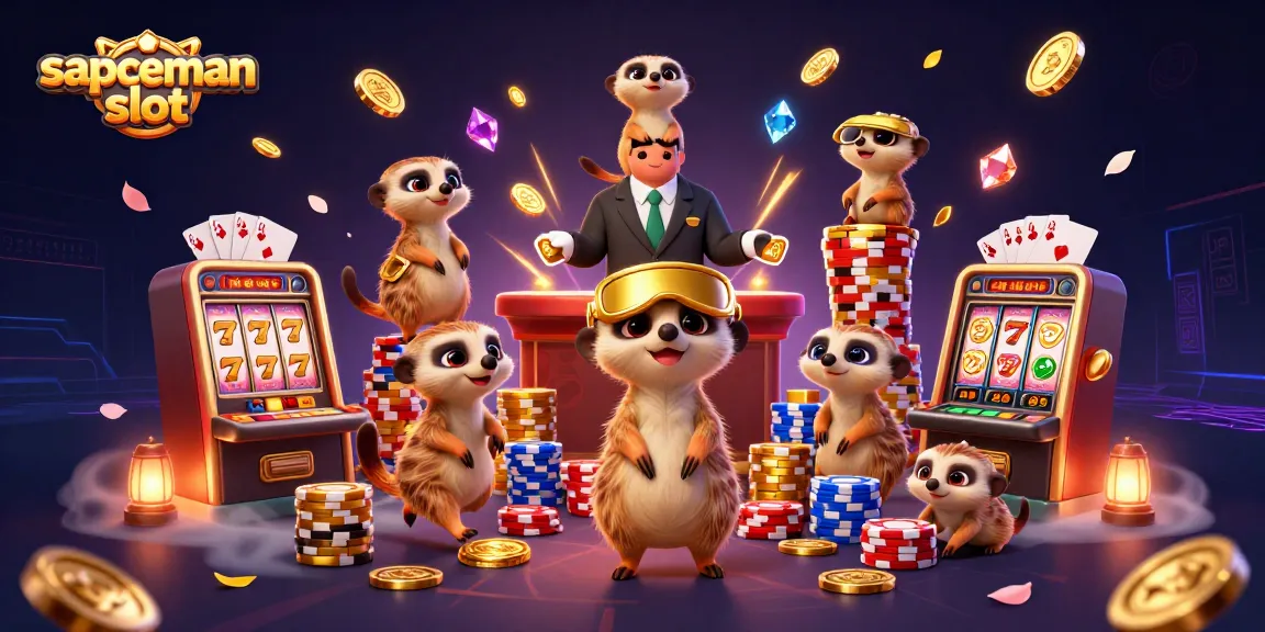 Engage with sapceman slot's vibrant 3D casino scene featuring dynamic meerkats and dazzling game elements.