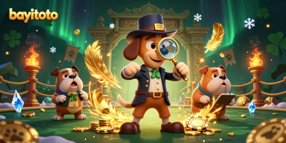 Examine gold poker chip clues with bayitoto in a vibrant casino scene full of thrilling elements.