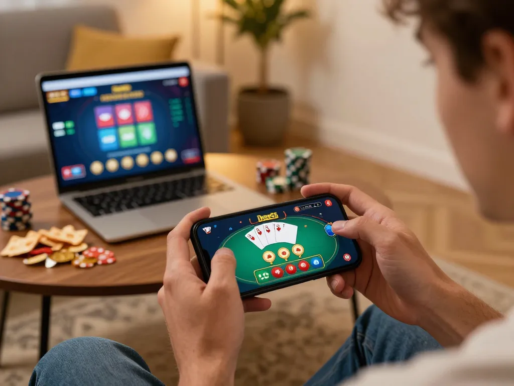 Play the done55 game on your smartphone, showcasing betting strategies and engaging graphics.