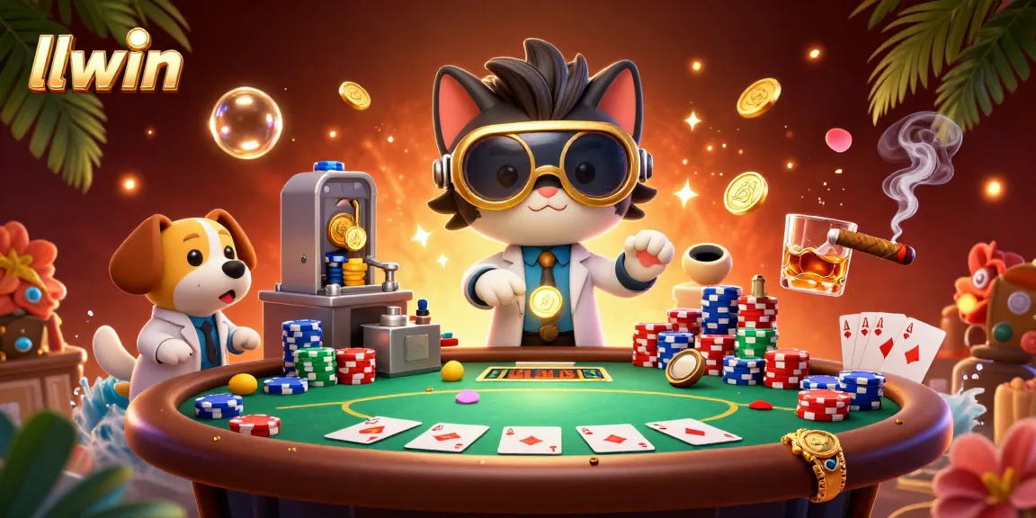 Engage in thrilling gameplay at llwin with animated characters in a casino adventure featuring poker elements.