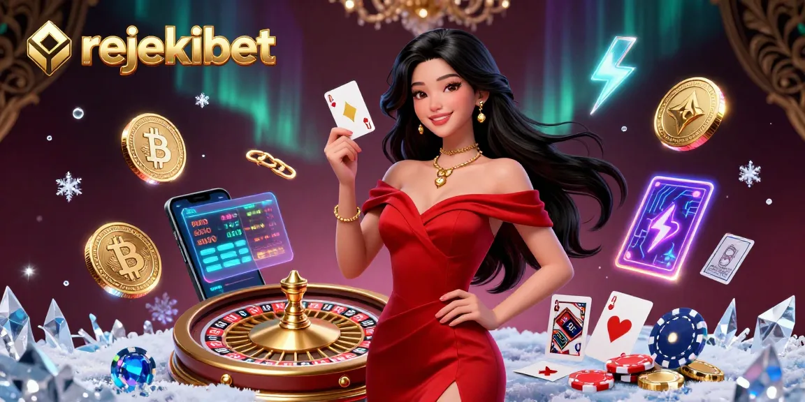 Experience the stunning rejekibet casino scene with vibrant 3D elements and a confident player.
