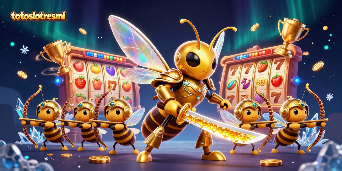 Experience thrilling action with totslotresmi, featuring a giant hornet in samurai armor amidst spinning slot reels and vibrant coins.