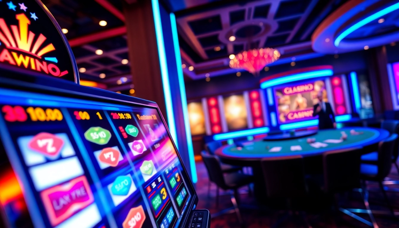 Experience the thrills of an online casino with vibrant games and a virtual dealer.