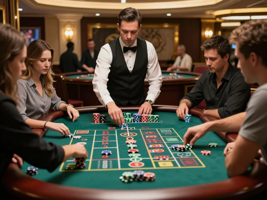 Exciting roulette betting action at Casino MM99, vibrant players engaged in game strategy.