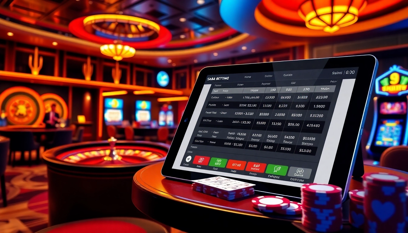 Saba Sports 99win online betting interface with dynamic sports odds displayed in a luxurious casino setting.