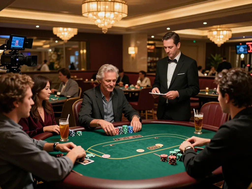 players enjoying a vibrant poker game at upscale casino lounge z16 with warm ambiance