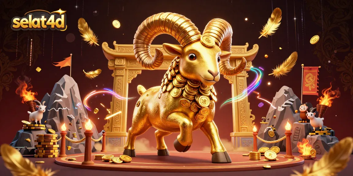 Experience thrilling bets with selat4d featuring a charging golden ram amidst a vibrant battle arena