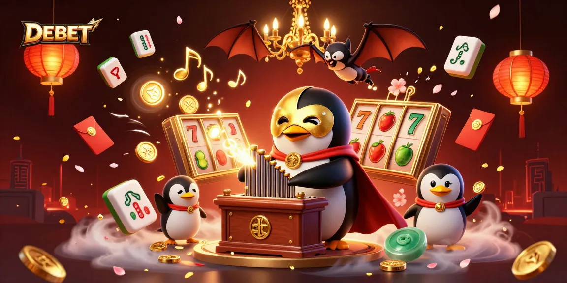 Experience thrilling slots with DEBET's captivating 3D illustration featuring vibrant casino elements.