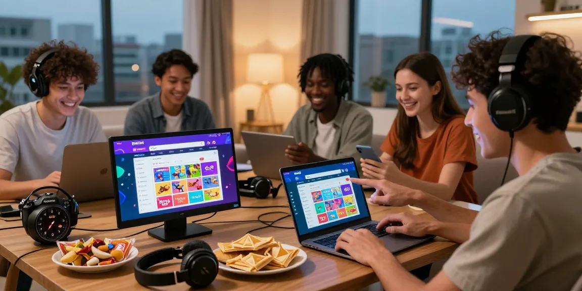 Engaged players exploring the pakde4d online togel platform in a cozy living room setting, showcasing vibrant game options and friendly competition.