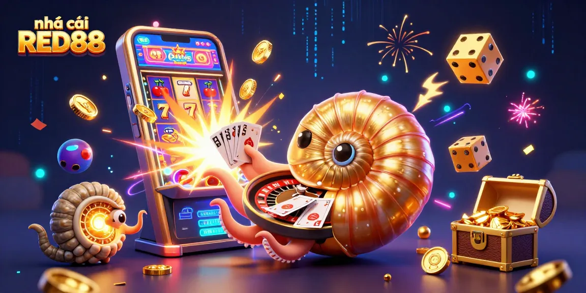 Play and win big at nhà cái RED88 with a vibrant 3D casino scene featuring exciting games.