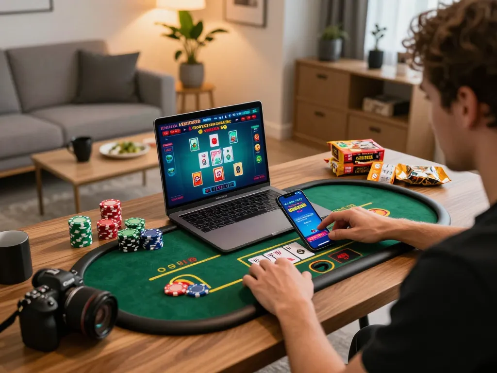 Engage with cm888 online casino gameplay on a stylish home setup with live dealer action.