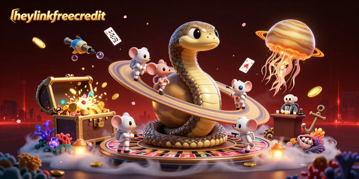 Engage with heylinkfreecredit while betting in an ultra-detailed cosmic casino illustration.
