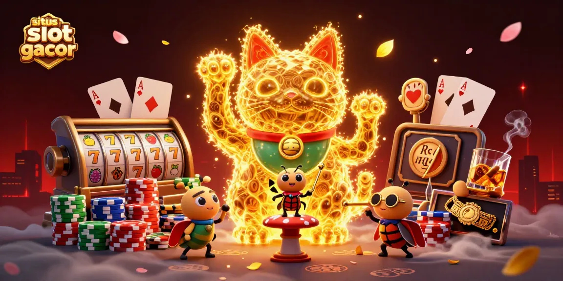 Engage with situs slot gacor magic through vibrant, golden fireflies crafting luck in a casino scene.