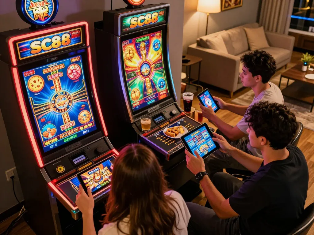 Players enjoying engaging games on SC88's online casino platform from the comfort of home.