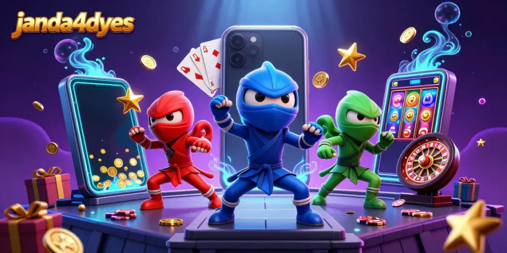janda4dyes mempromosikan permainan slot dengan tim ninja chameleon dan efek dinamis