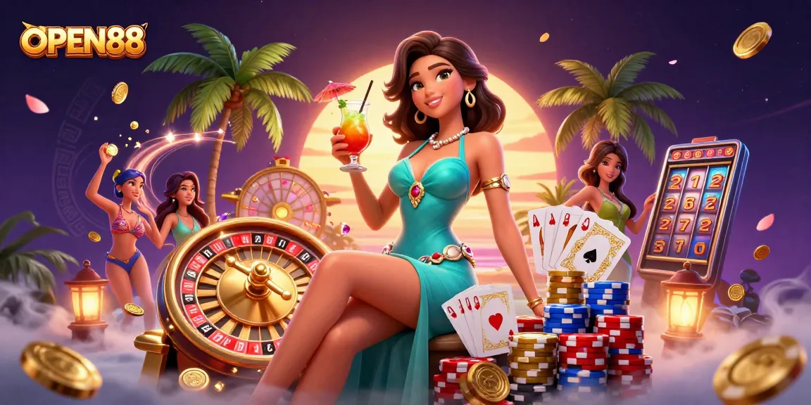 Experience the excitement of OPEN88 with vibrant casino elements and stunning graphics.