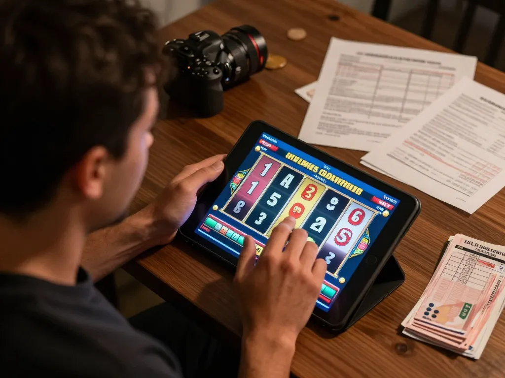 Gambling strategist engaged in god55 slot games online, balancing excitement with responsible gaming