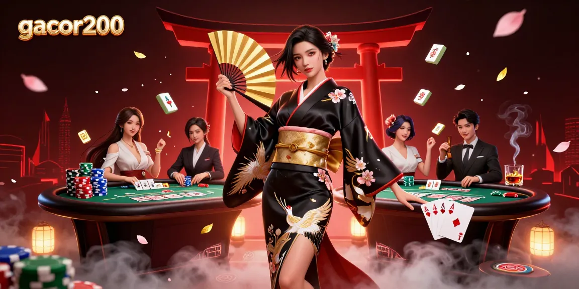 Experience gacor200 casino action with vibrant Asian-themed illustration and poker dynamics.