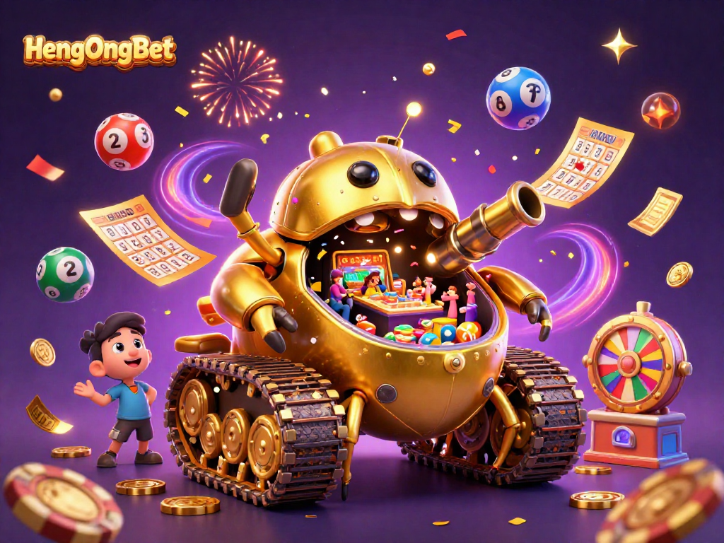 Experience thrilling gaming with HengOngBet in this vibrant casino illustration.