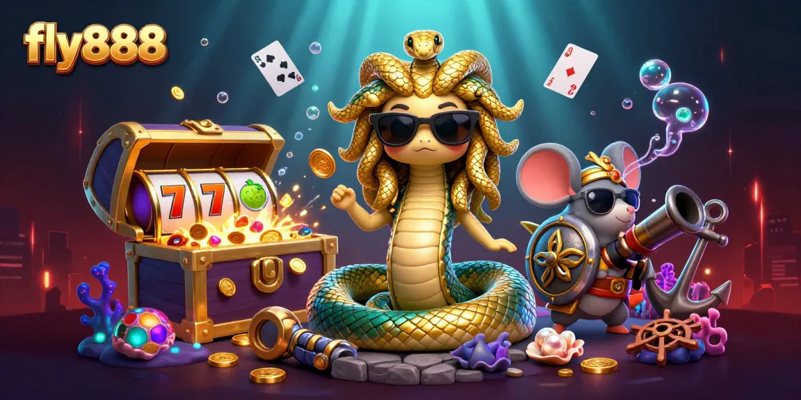 Experience fly888's exciting games with Medusa and treasures in a colorful underwater casino!