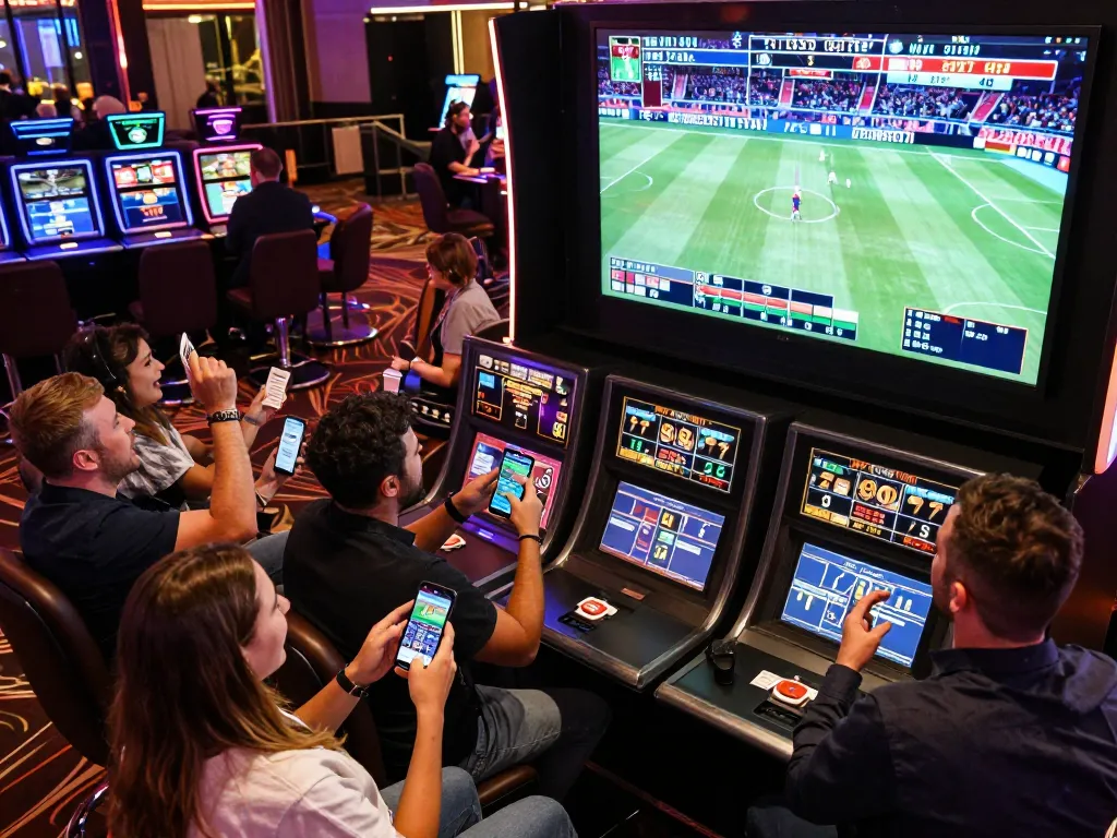 Engaging sports betting scene showcasing kèo nhà cái hôm nay with enthusiastic bettors placing wagers and cheering
