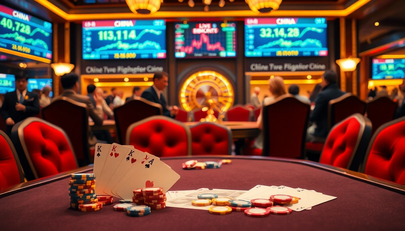 Engaging gamblers with exciting data China statistics amid poker chips and casino tables.