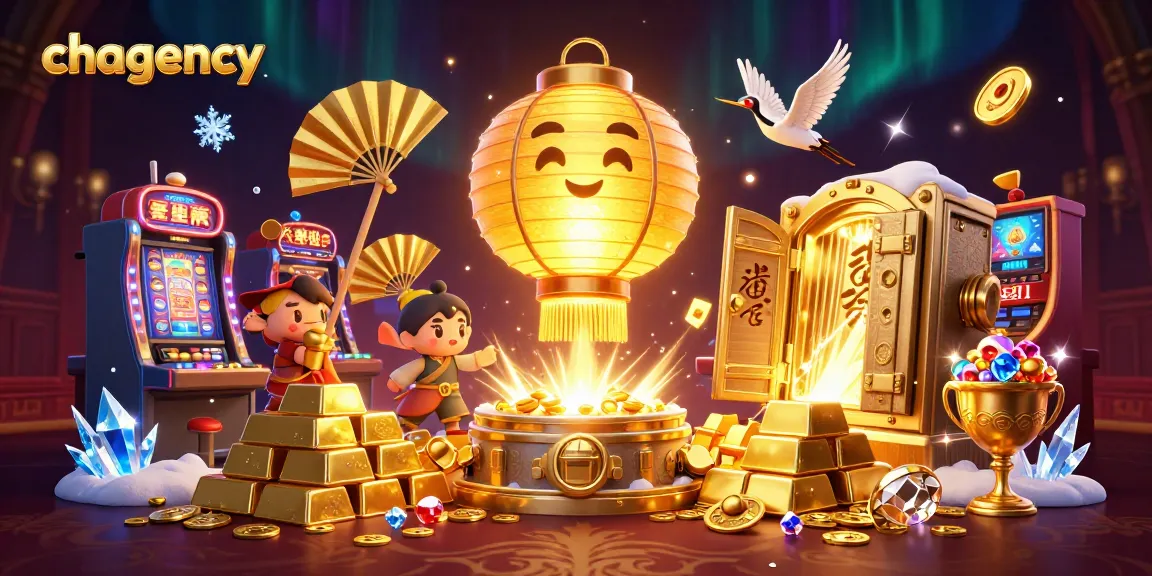 Experience thrilling gameplay with chagency's vibrant illustration of a golden lantern spirit in a casino.