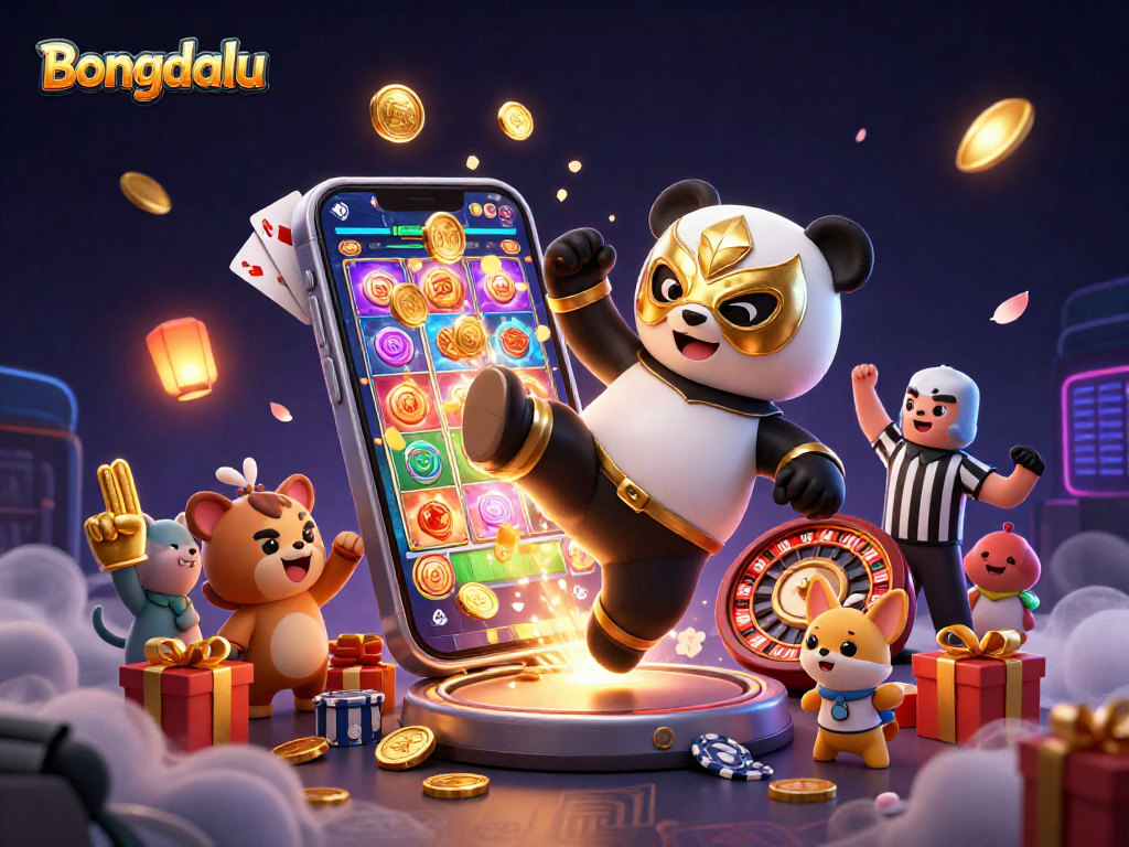 Bongdalu showcases dynamic casino action with a panda wrestler and lively animal spectators