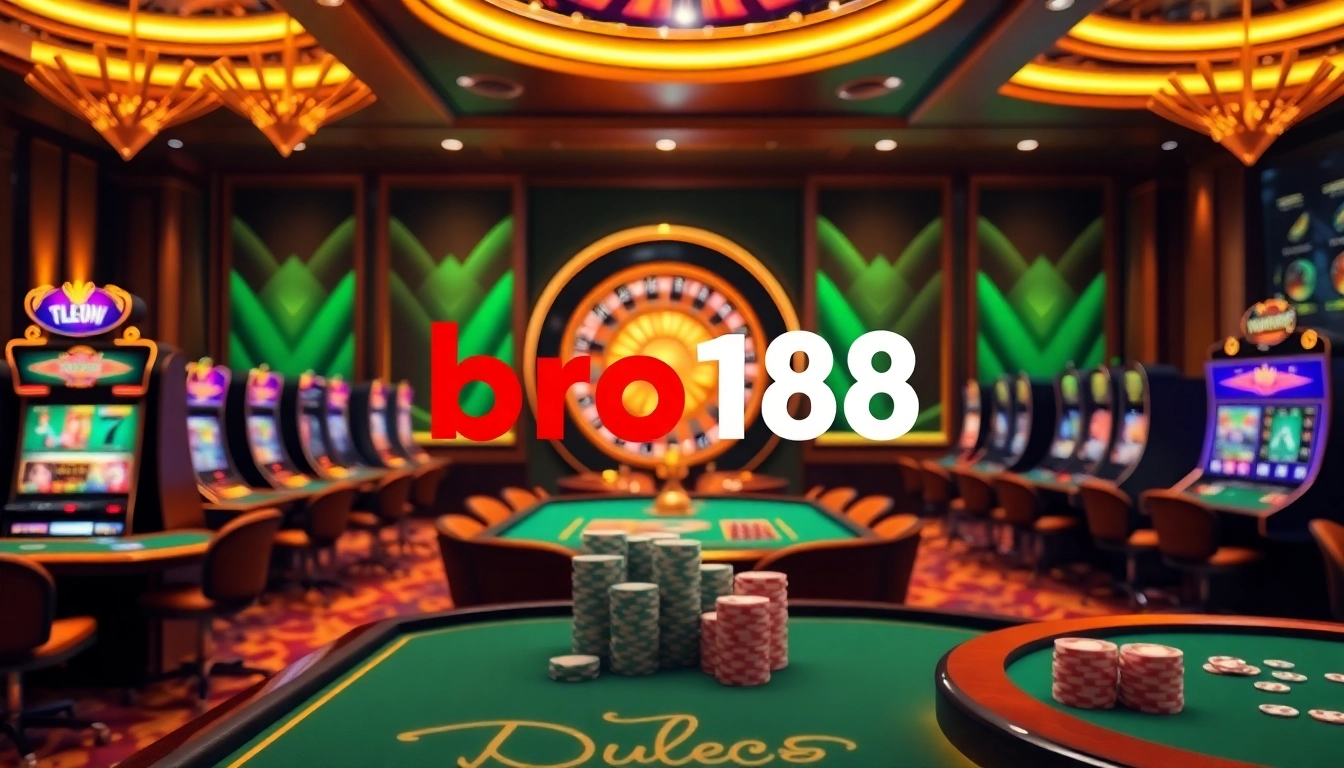 Experience thrilling gameplay at bro138 casino with vibrant slot machines and engaging poker tables.