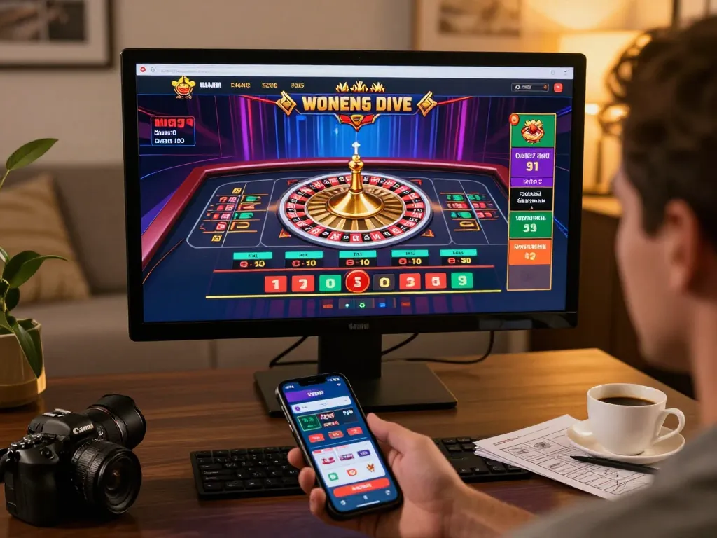 Player using 32win betting app on smartphone during online roulette game
