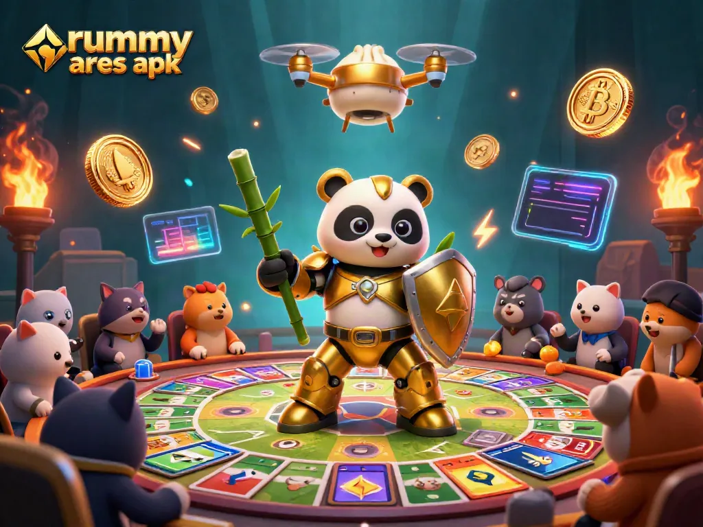 Experience the excitement of rummy gameplay with the rummy ares apk in a vibrant digitally rendered arena.