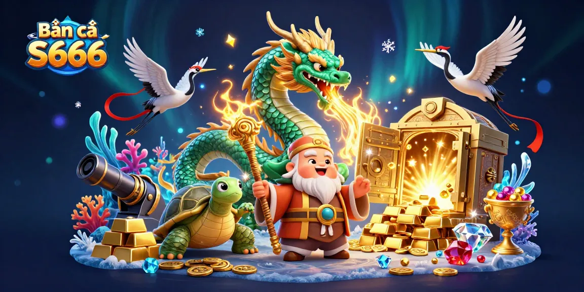 Shoot fish in Bắn cá S666 with vibrant sea creatures and rich treasures all around.