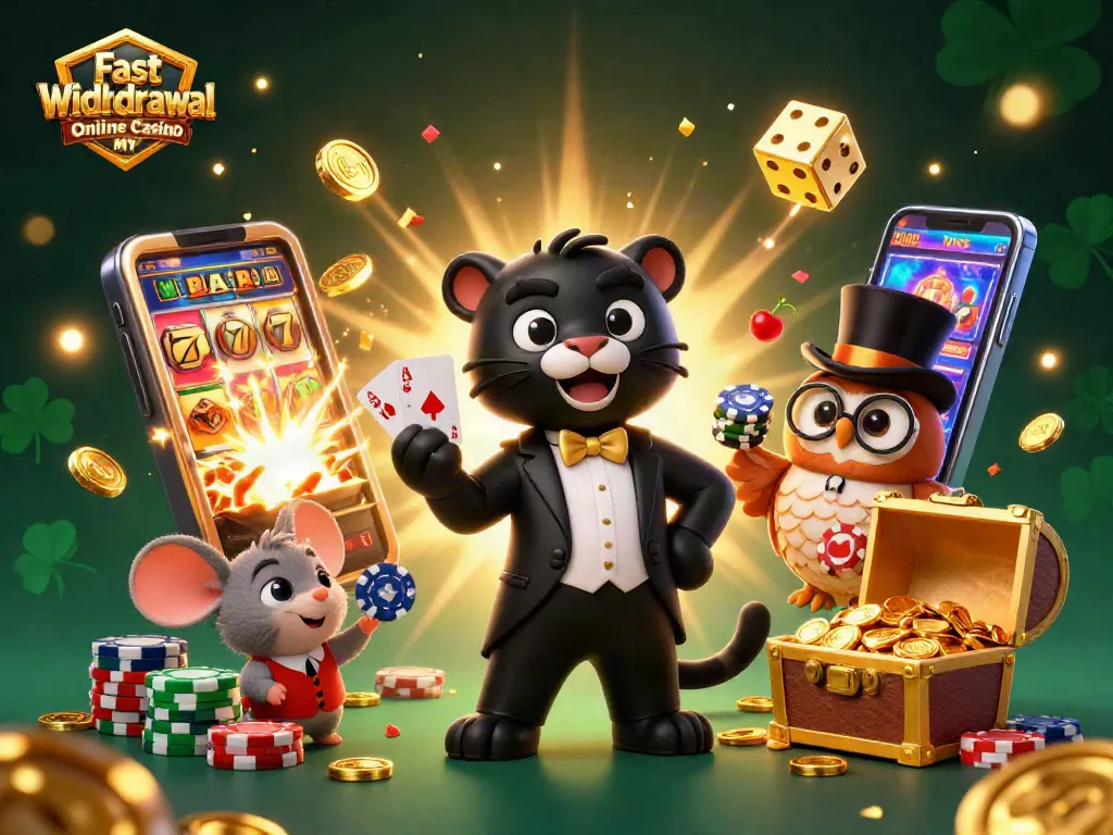 Experience the thrill at Fast Withdrawal Online Casino MY with vibrant casino characters and fast payouts.