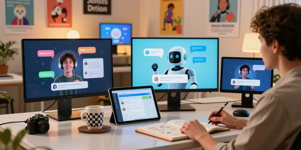 Engaging AI interaction scene showcasing crush on ai chatbots in action with a user.