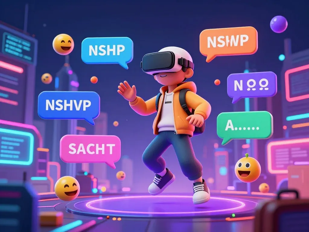 Immersive NSFW AI conversation with vibrant avatar in a neon digital landscape.