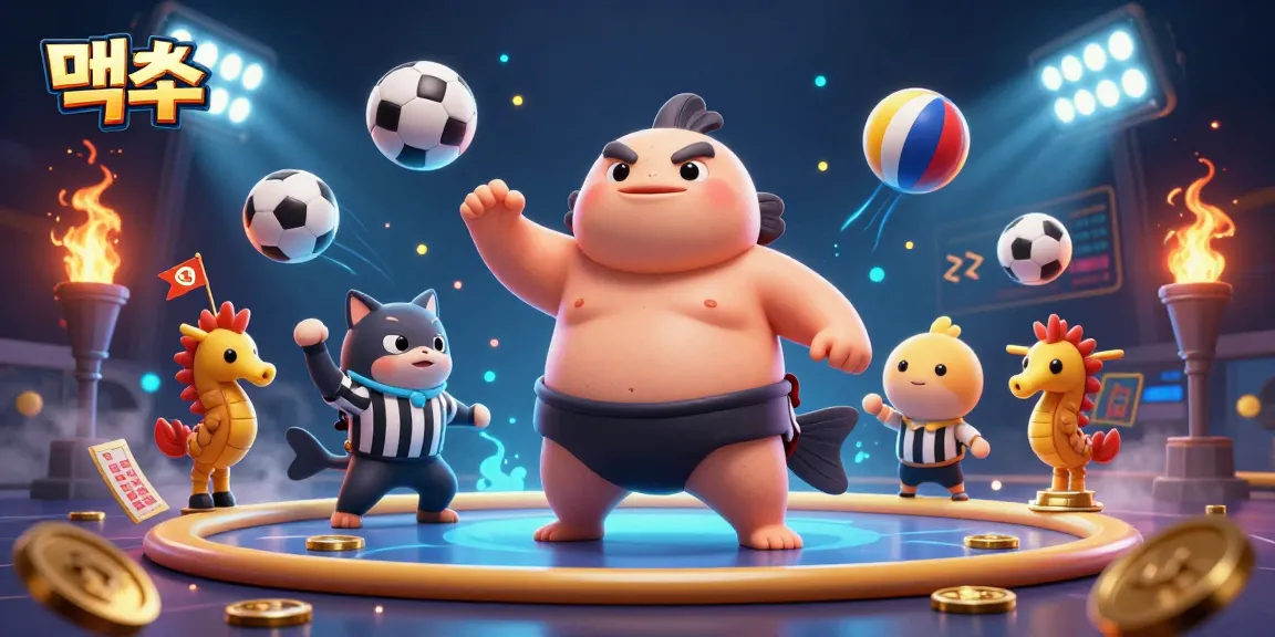 먹튀와 관련된 3D 캐릭터들이 원주율의 축제를 즐기는 장면을 묘사하고 있습니다.