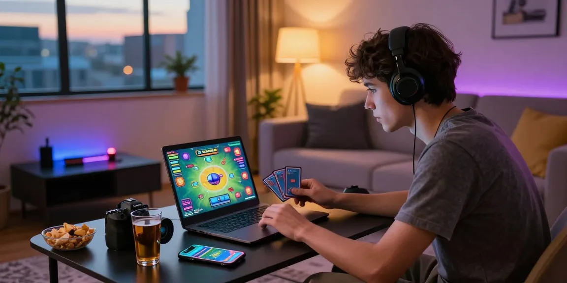 Engaging online gaming atmosphere featuring gamebaidoithuong.is with enthusiastic player and vibrant surroundings.