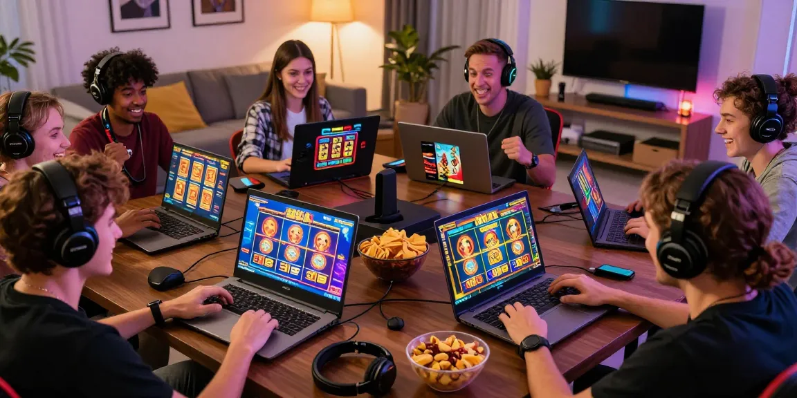 Excited players exploring bonus buy slots in a cozy gaming environment.