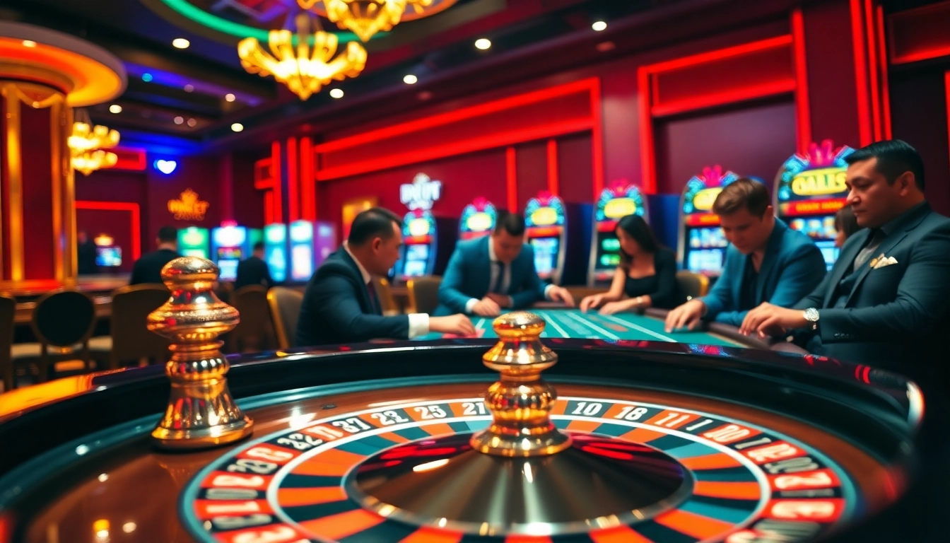 Experience the thrill of live games at https://rr88sn.com/ with an exciting casino scene featuring a roulette wheel.